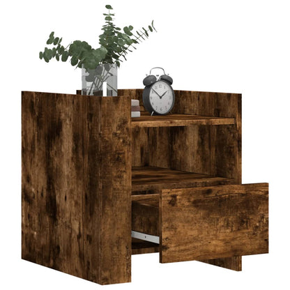 Mesita De Noche Madera De Ingeniería Roble Ahumado 45x50x50 Cm_1