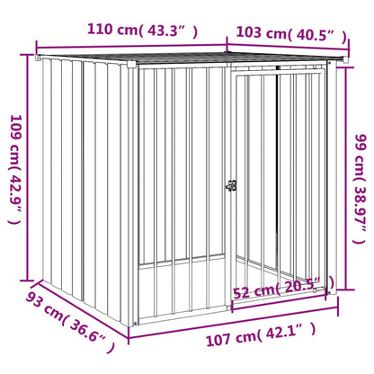 Caseta Perros Con Tejado Acero Galvanizado Negro 110x103x109 Cm_4
