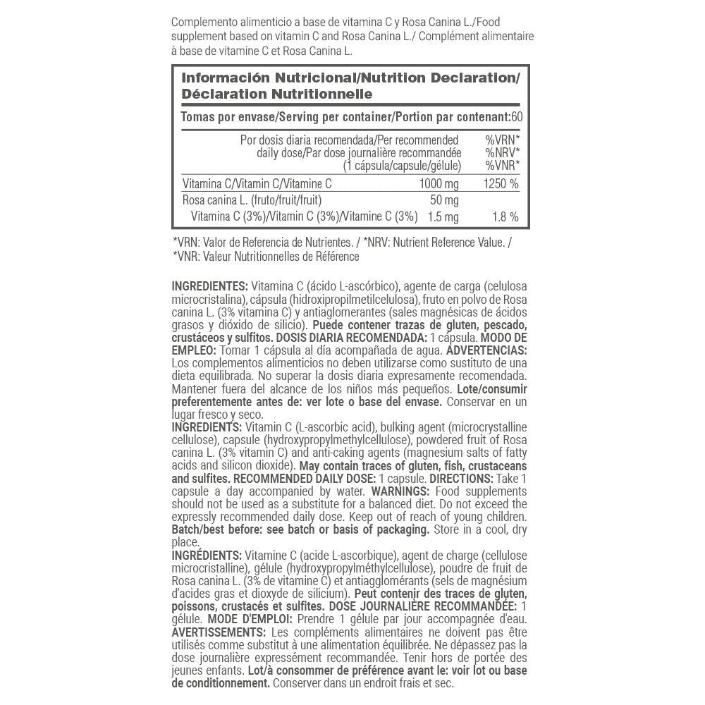 Vitamina C 1000mg - 60 Cápsulas Vegetales - Reduce La Fatiga - Masmusculo_4