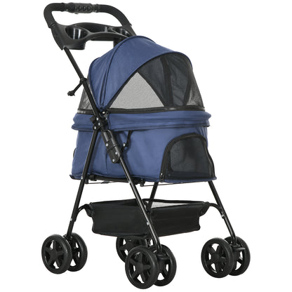Pawhut Cochecito Para Perros Plegable Con Ruedas Universales 67x45x96 Cm Azul_0