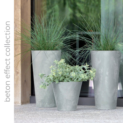 Maceta Cube Slim Beton Effect 12l., Con Depósito, Dimensiones (mm) 276x276x349, Color Marengo_1