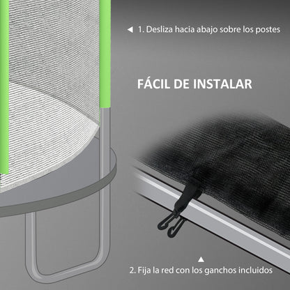 Sportnow Red De Seguridad Para Cama Elástica Ø244 Cm Para 6 Postes Rectos Verde_5
