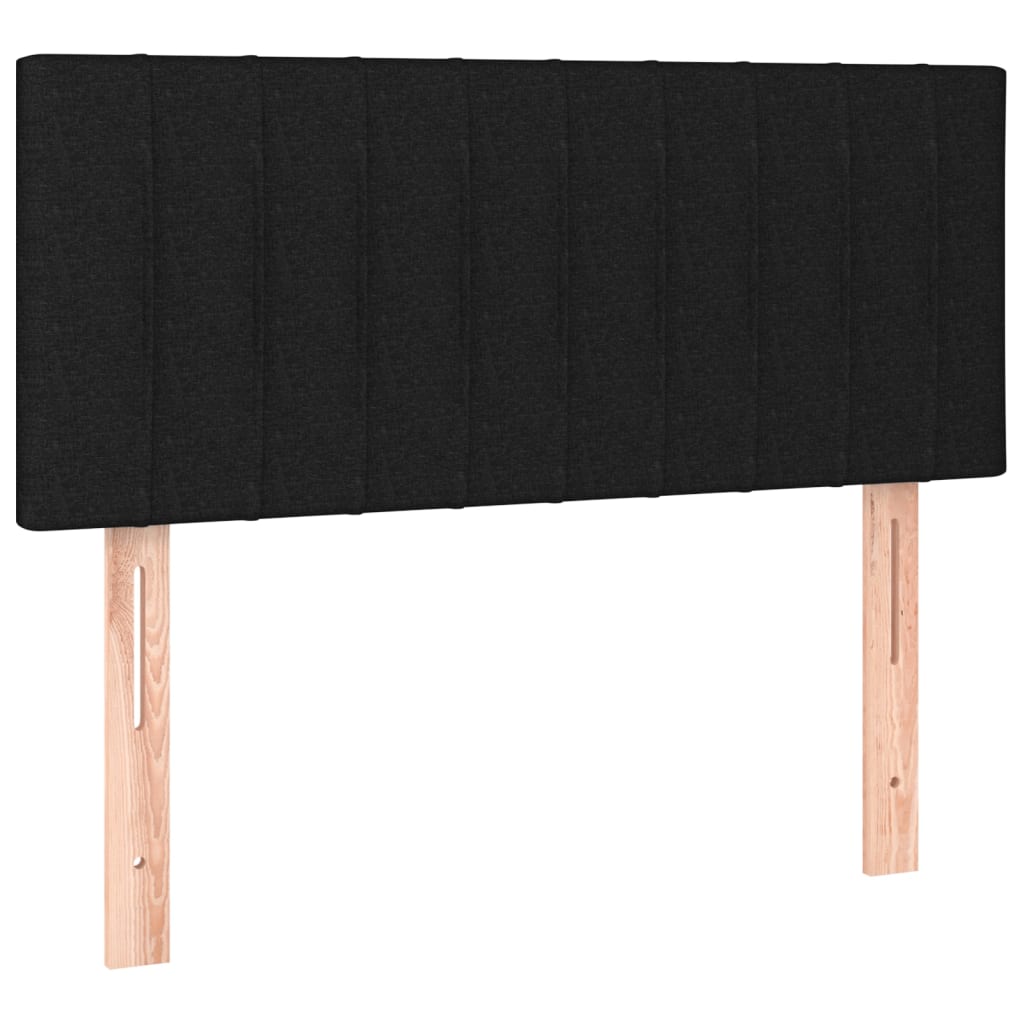 Cama Box Spring Con Colchón Y Led Tela Negro 90x190 Cm / Vetonek_4