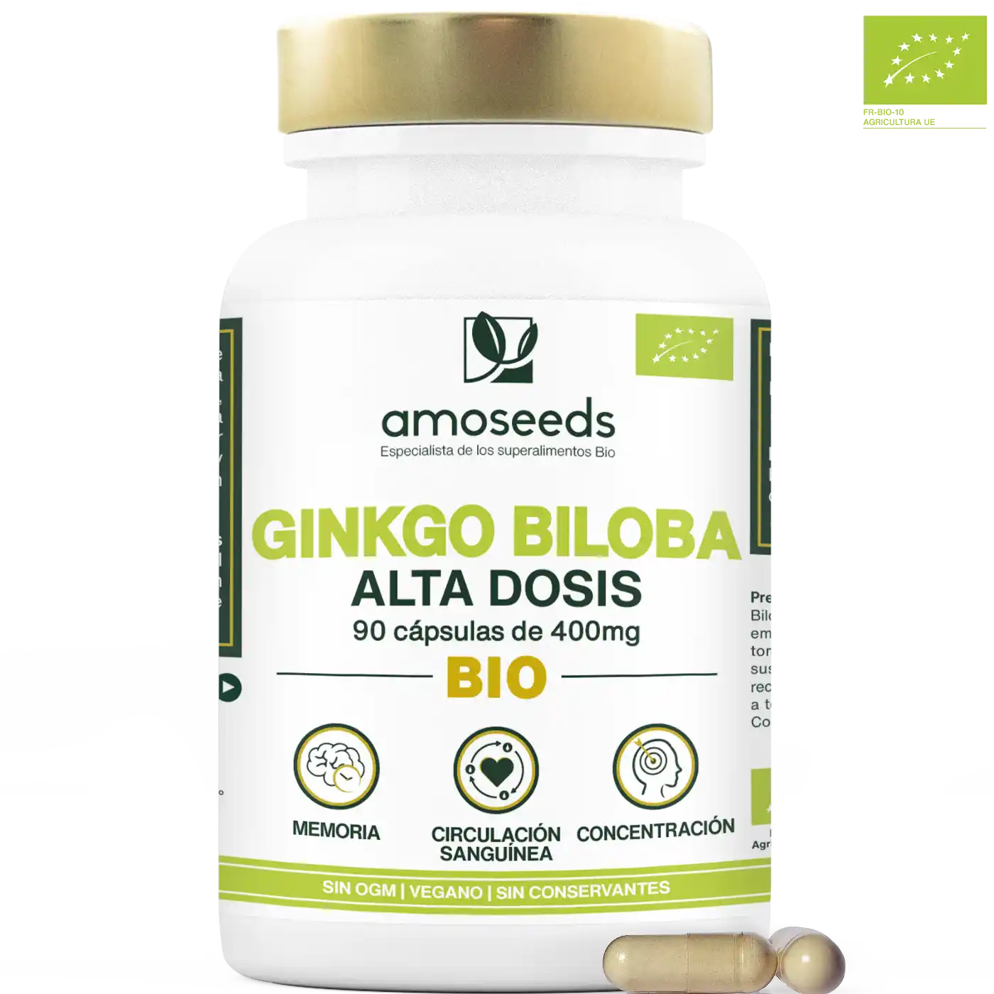 Ginkgo Biloba Bio, Alta Dosis | 90 Cápsulas_0