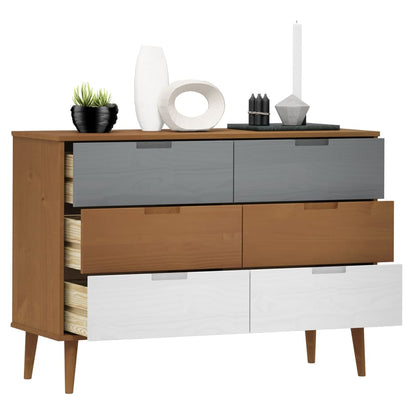 Mesita De Noche Molde Madera Maciza De Pino Marrón 113x40x80 Cm_2