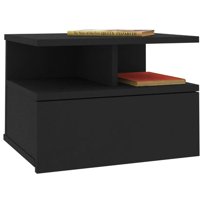 Mesitas De Noche Flotantes 2 Uds Madera Negra 40x31x27 Cm_1
