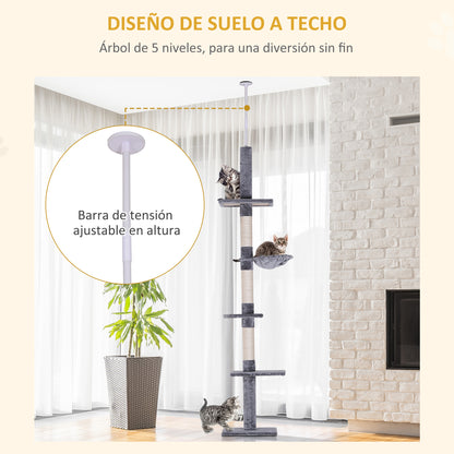 Pawhut Árbol Rascador Para Gatos De 230-260 Cm_4