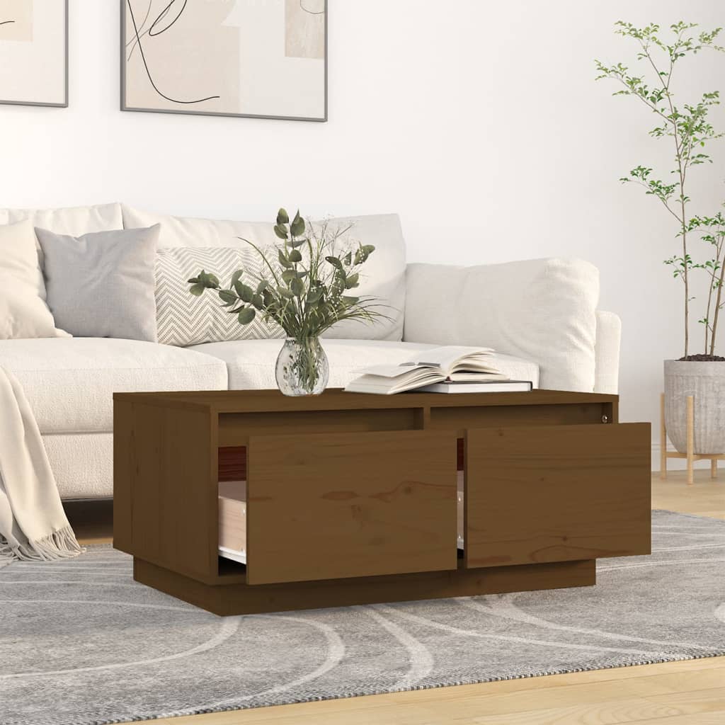 Mesa De Centro Madera Maciza De Pino Marrón Miel 80x50x35 Cm_1
