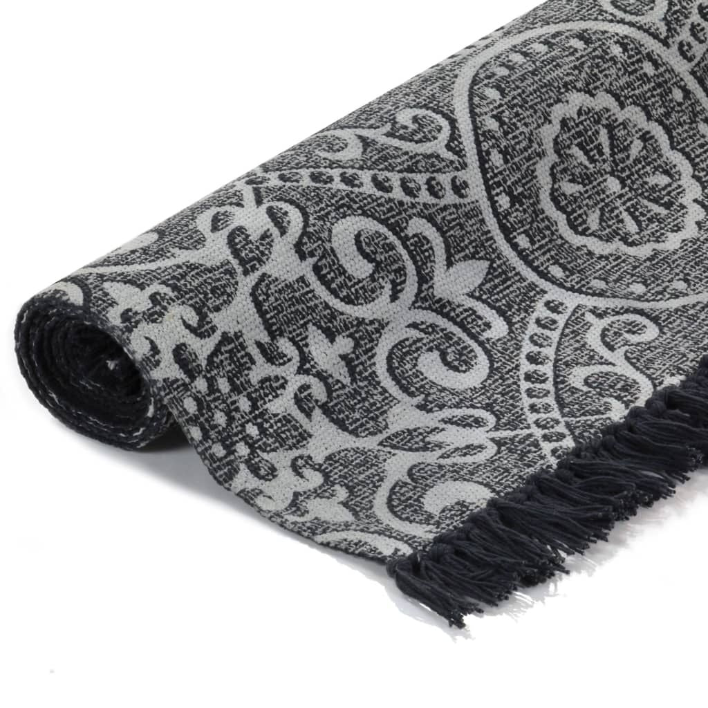 Vidaxl Alfombra De Algodón Kilim 120x180 Cm Estampado Gris_1