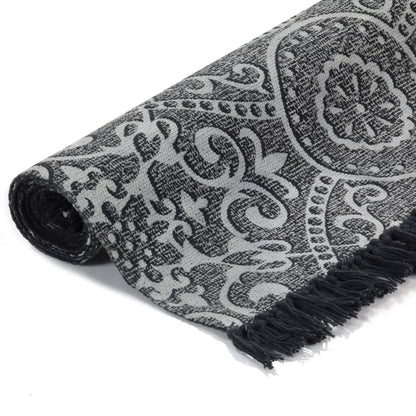 Vidaxl Alfombra De Algodón Kilim 120x180 Cm Estampado Gris_1