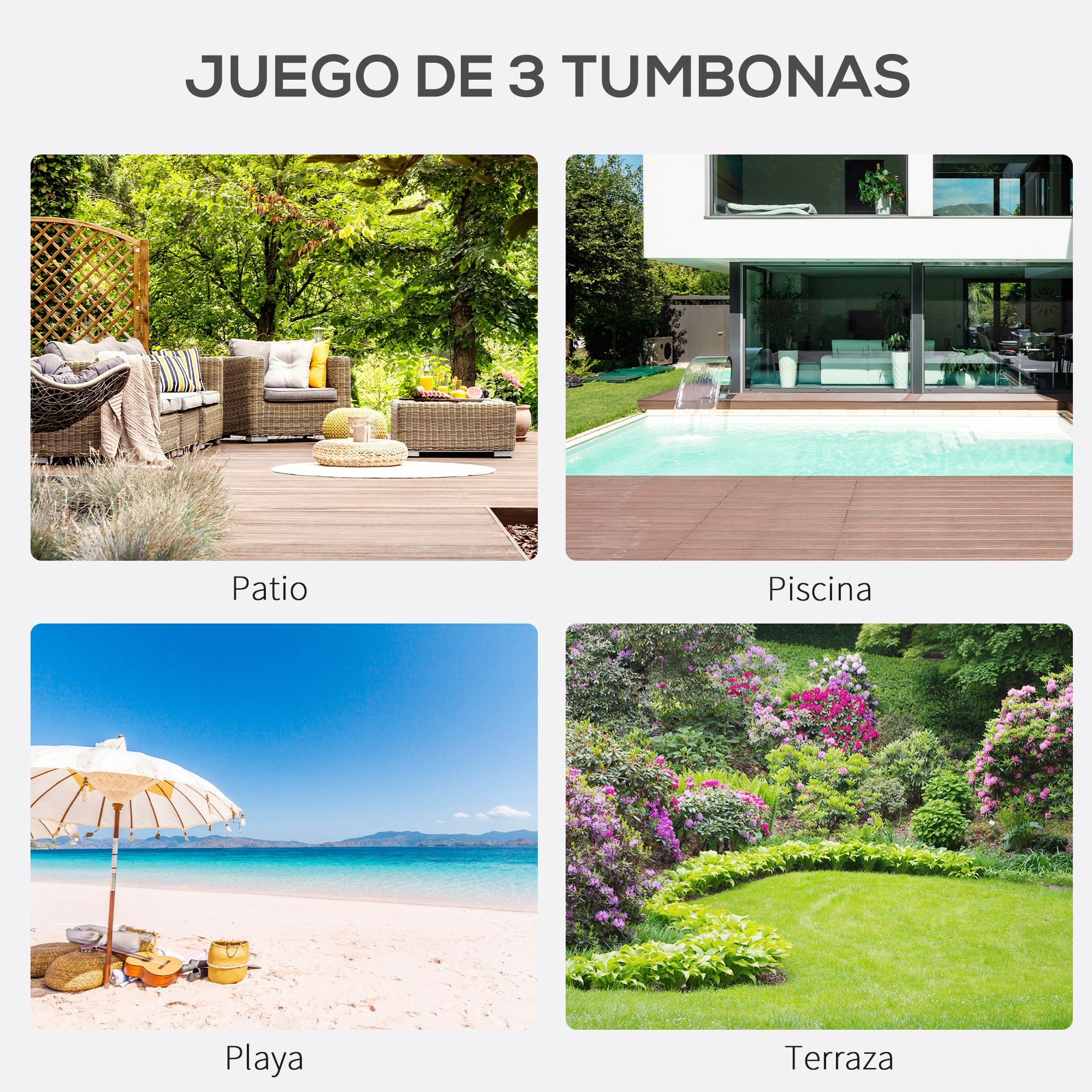 Outsunny 2 Tumbonas De Jardín 59x169x66cm Con Mesa De Café 41x41x45cm Patio_3