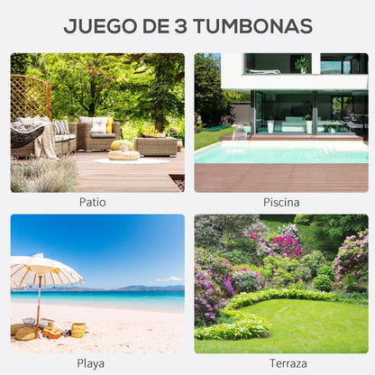 Outsunny 2 Tumbonas De Jardín 59x169x66cm Con Mesa De Café 41x41x45cm Patio_3