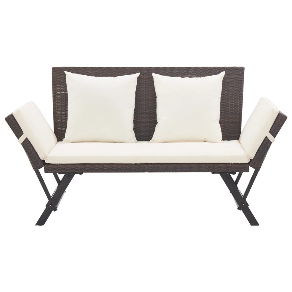 Vidaxl Banco De Jardín Con Cojines Ratán Sintético Marrón 176 Cm_1