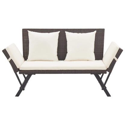 Vidaxl Banco De Jardín Con Cojines Ratán Sintético Marrón 176 Cm_1