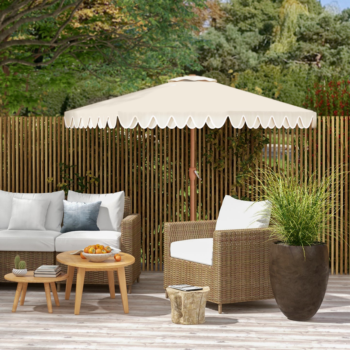 Outsunny Sombrilla De Terraza Ø264x240 Cm Ángulo Ajustable Con Manivela Crema_4
