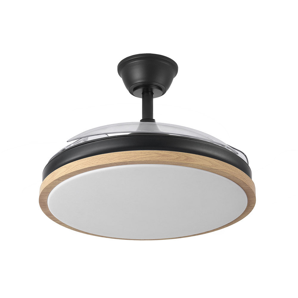 Ventilador Dc Evros 72w 6120lm Negro/haya 107d 3asp.desplegables 3000-4000-6000k Remoto+temp+memoria_1