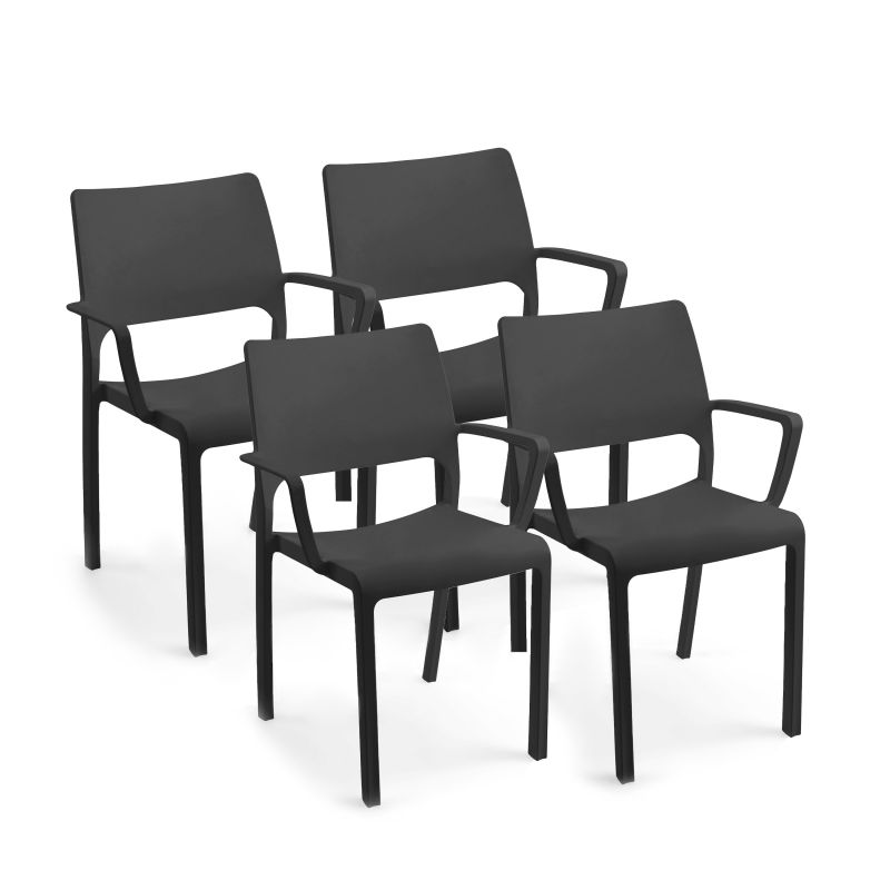 Pack 4 Sillas De Exterior Ocean Apilables, Polipropileno, Antracita, 53 X 82 X 58_1