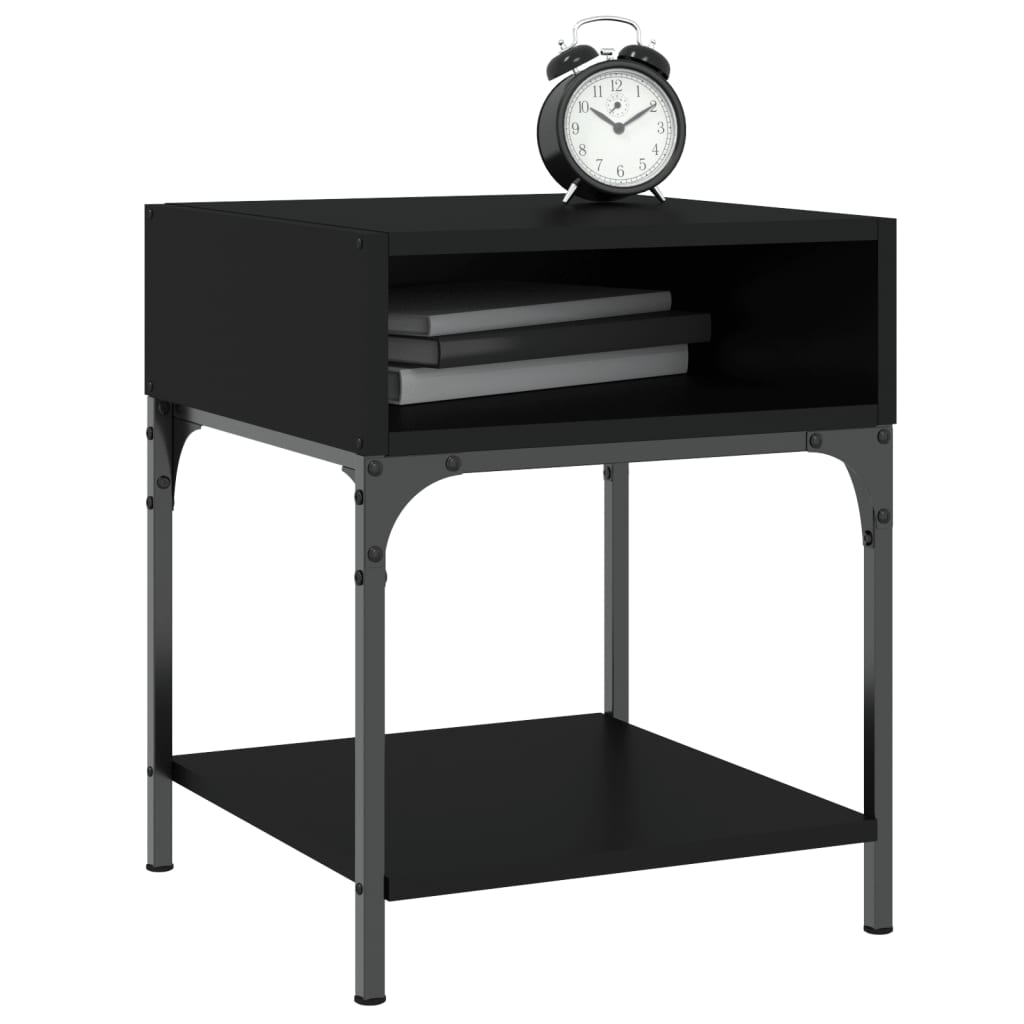 Mesitas De Noche 2 Uds Madera De Ingeniería Negro 40x41x50 Cm_1