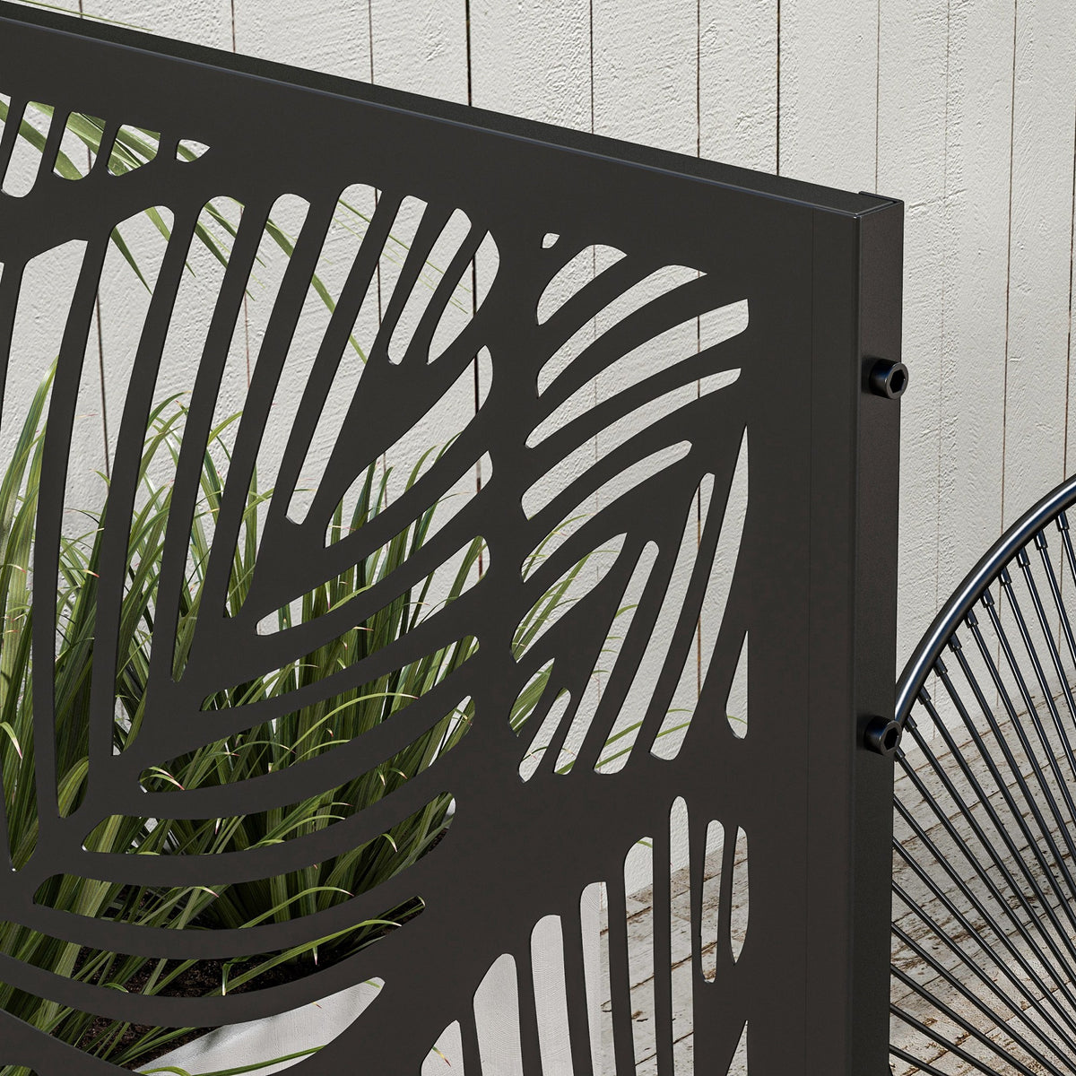 Biombo Exterior Outsunny Acero Negro 122x45x198 Cm_3