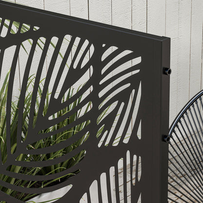 Biombo Exterior Outsunny Acero Negro 122x45x198 Cm_3