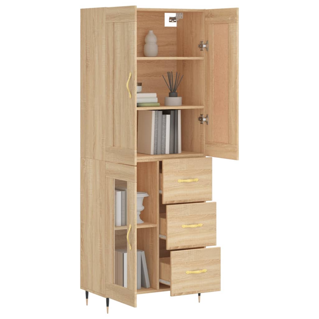 Aparador Alto Madera Contrachapada Color Roble 69,5x34x180 Cm_2