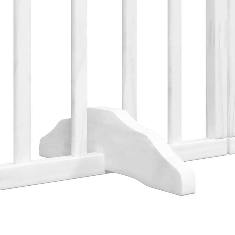 Vidaxl Puerta Para Perros Plegable 9 Paneles Madera Álamo Blanca 450cm_5