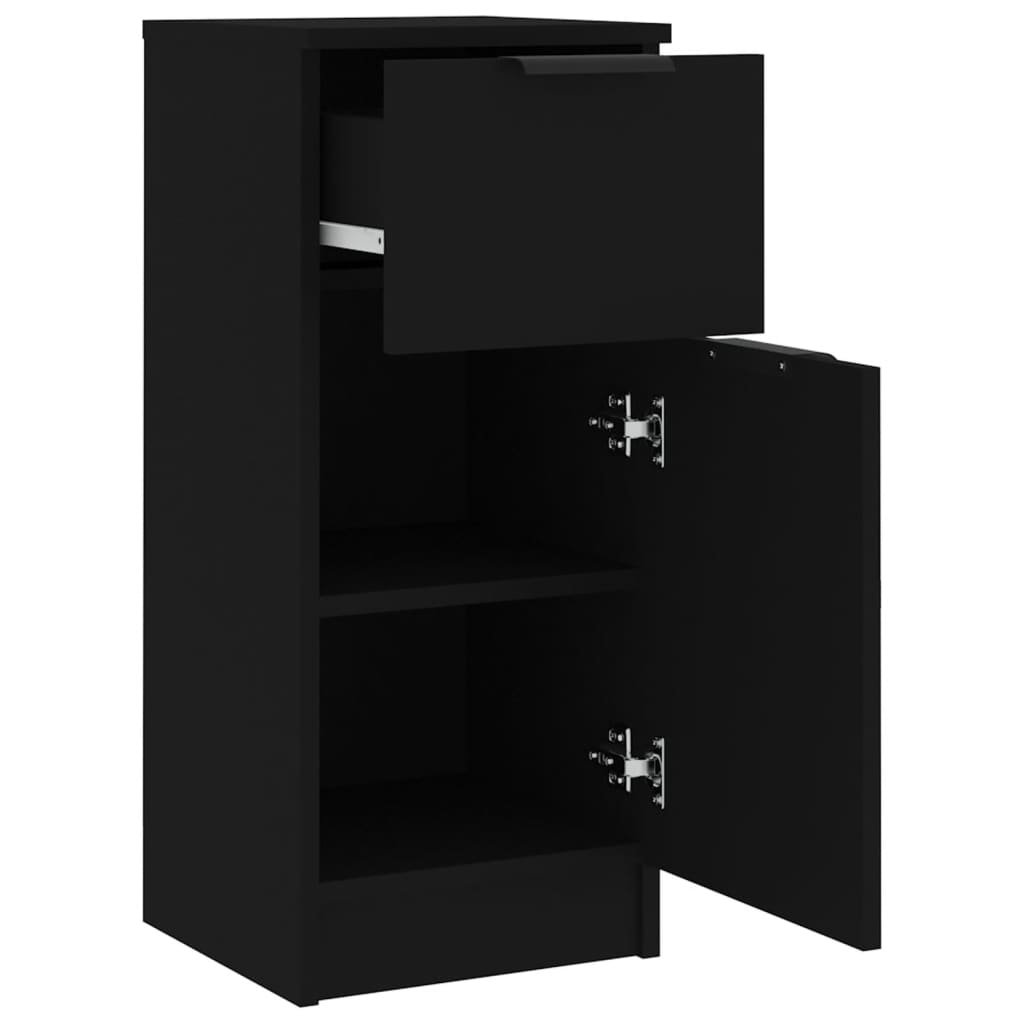 Aparador De Madera Contrachapada Negro 30x30x70 Cm / Vetonek_2