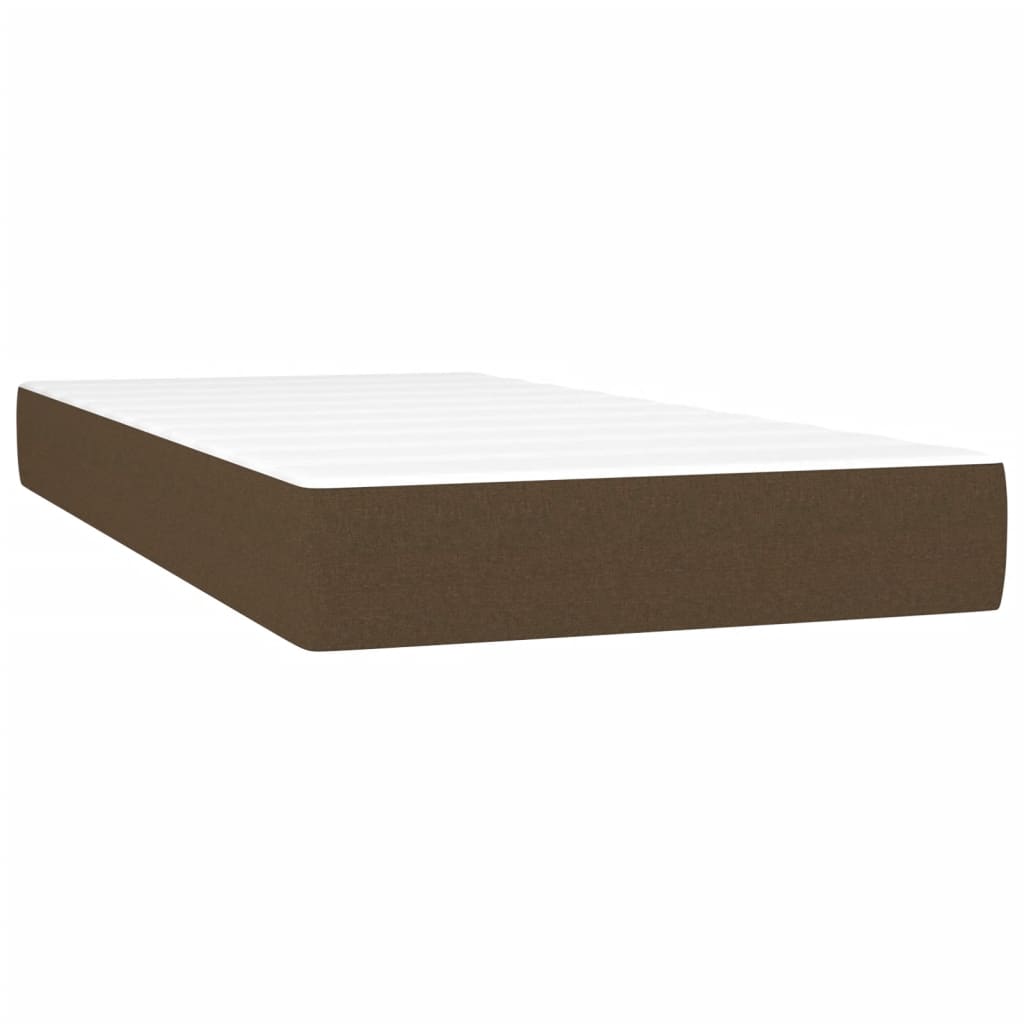 Cama Box Spring Con Colchón Led Tela Marrón Oscuro 100x200 Cm / Vetonek_2