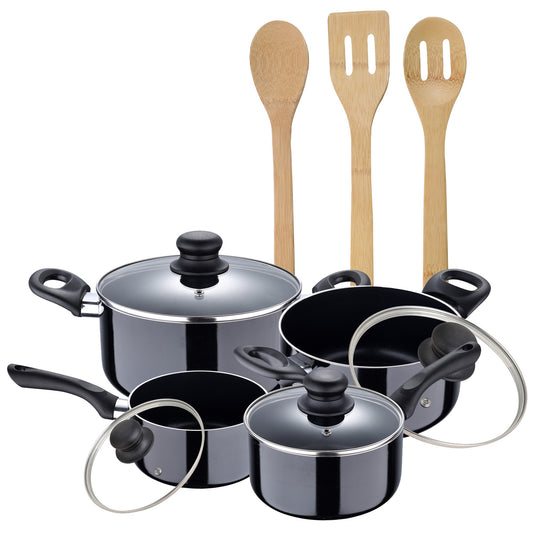 Juego De Batería De Cocina En Aluminio Prensado + Set De 3pc De Utensilios De Cocina Bamboo_0