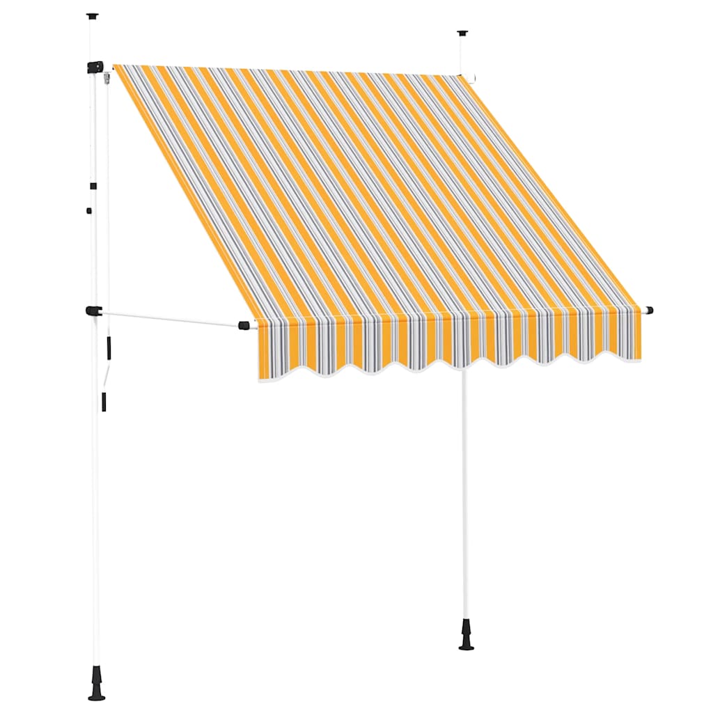 Toldo Manual Retráctil 200 Cm Amarillo Y Azul Rayas_0