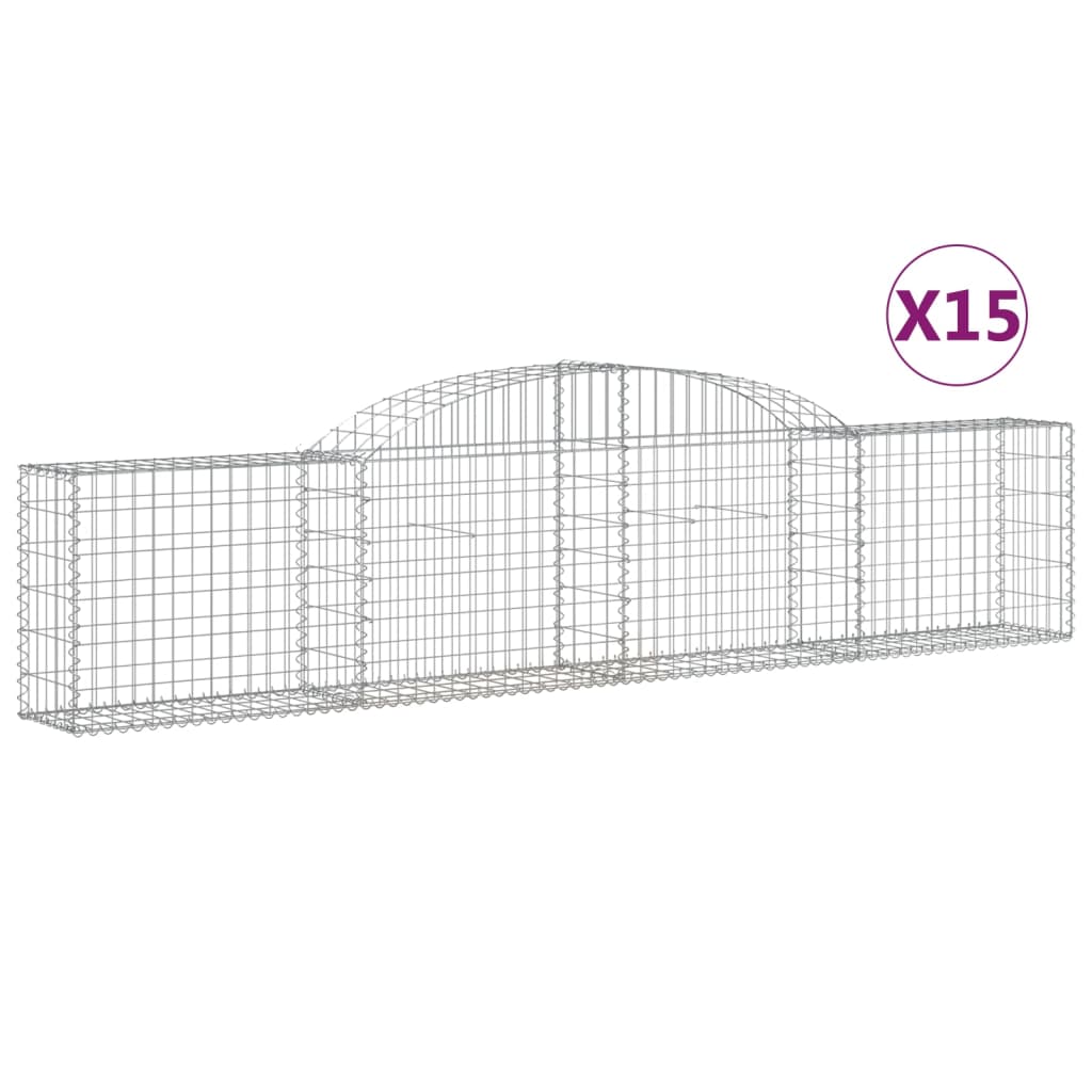 Cestas De Gaviones 15 Uds Forma De Arco Hierro 300x30x60/80 Cm_0