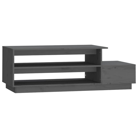 Mesa De Centro Madera Maciza De Pino Gris 120x50x40,5 Cm_0