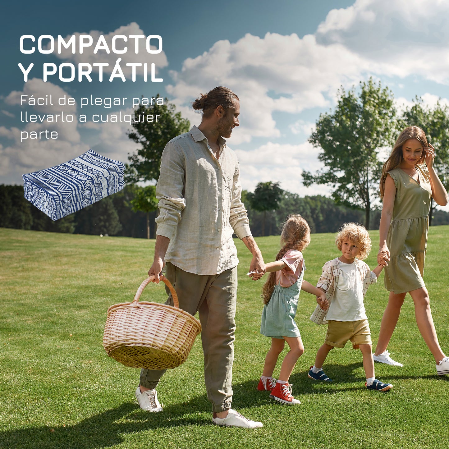 Outsunny Alfombra De Exterior 182x274 Cm Estilo Moderno Azul Oscuro Y Blanco_3