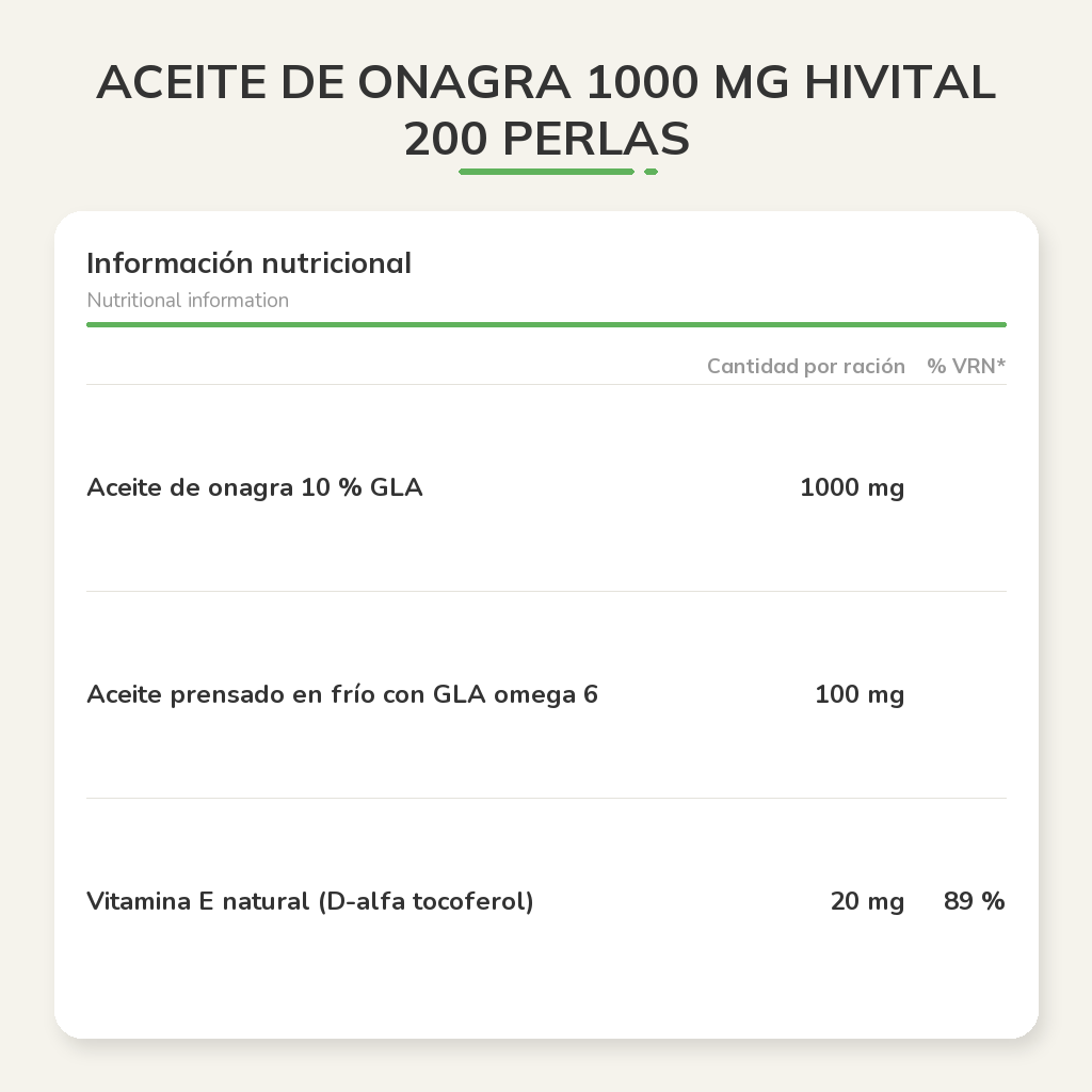 Información nutricional