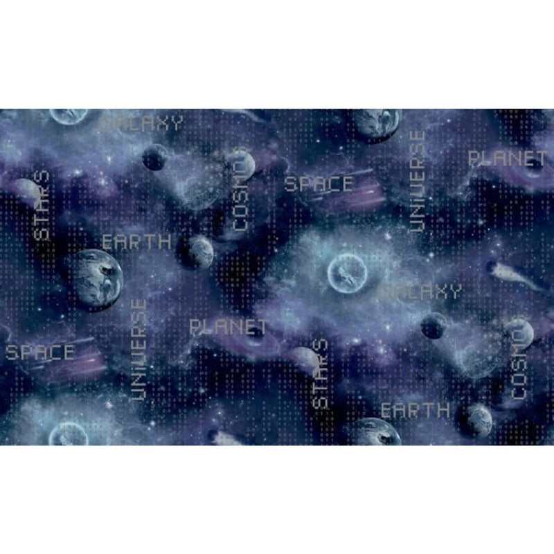 Noordwand Papel Pared Good Vibes Galaxy Planets And Text Negro Morado_1