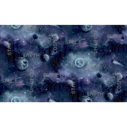 Noordwand Papel Pared Good Vibes Galaxy Planets And Text Negro Morado_1