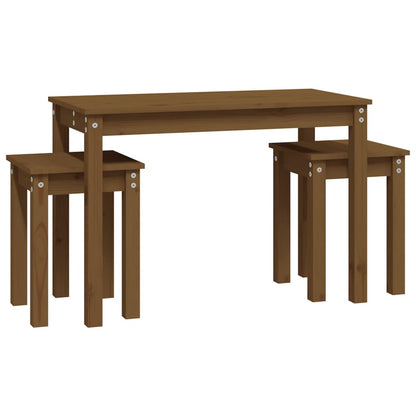 Mesas Apilables 3 Piezas Madera Maciza De Pino Marrón Miel_3