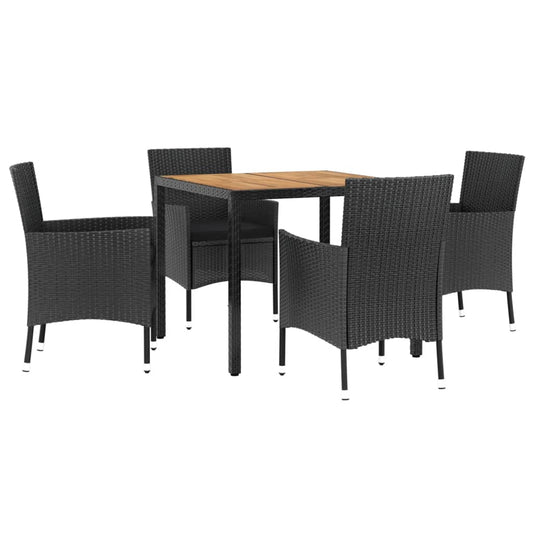 Vidaxl Set De Muebles Jardín 5 Pzas Con Cojines Ratán Sintético Negro_0