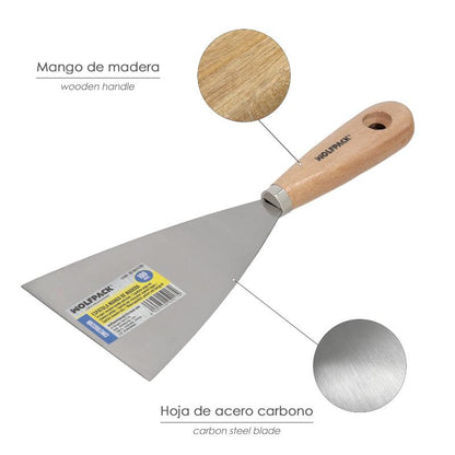 Espatula Mango Madera Hoja Acero 100 Mm. Espatula Yeso, Espatula Pintor, Espatula Masillas, Espatula Pladur, Etc._2