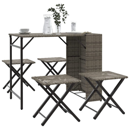 Juego De Comedor De Jardín Plegable 5 Piezas Ratán Pe Gris / Vetonek_2
