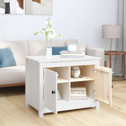 Mesa De Centro De Madera Maciza De Pino Blanco 71x49x55 Cm_1