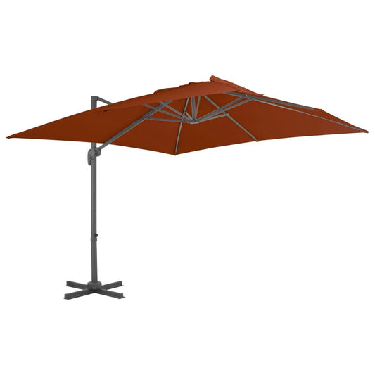 Vidaxl Sombrilla Jardín Voladiza Palo De Aluminio Terracota 300x300 Cm_0