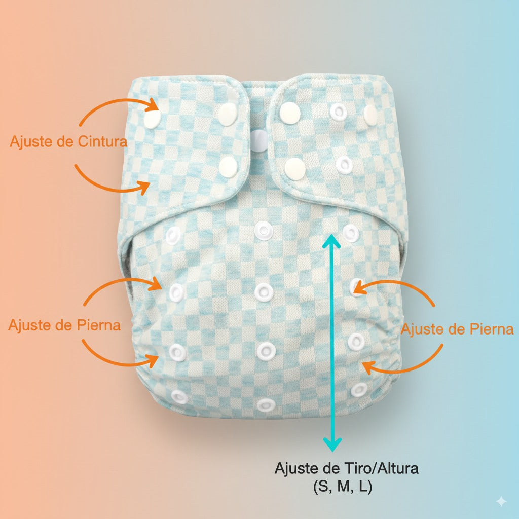 Pañal De Tela Reutilizable Grafeno 12h Absorción Aurora Adznadons Talla Única 3-15kg Certificado Oeko-tex Gots_1