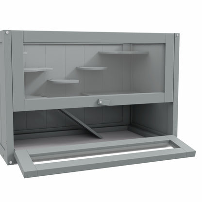 Pawhut Jaula Para Hámster De Madera Con Plataformas Escaleras 60x35x42 Cm Gris_3
