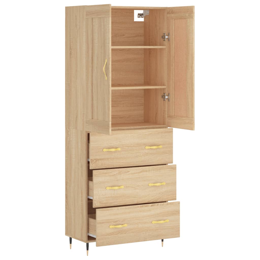 Aparador Alto Madera Contrachapada Color Roble 69,5x34x180 Cm_3