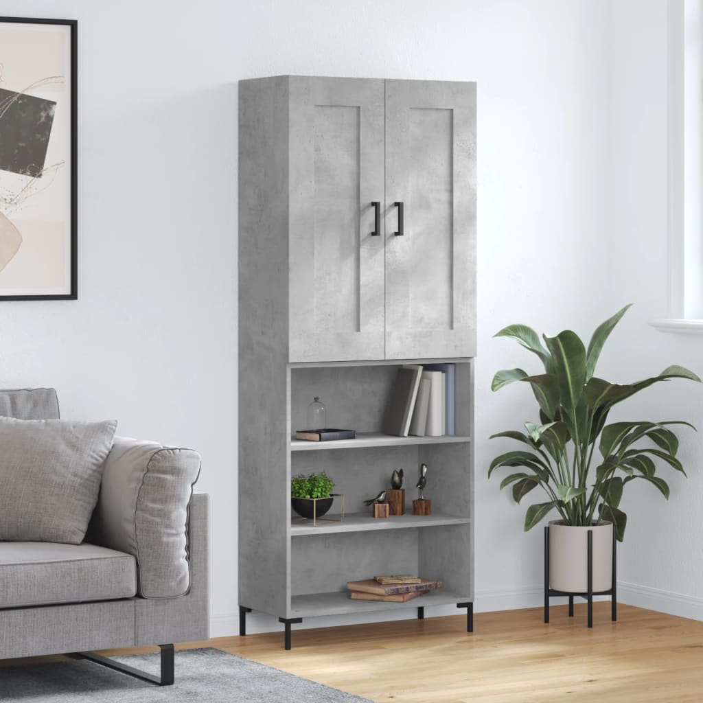 Aparador Alto Madera Contrachapada Gris Hormigón 69,5x34x180 Cm_0