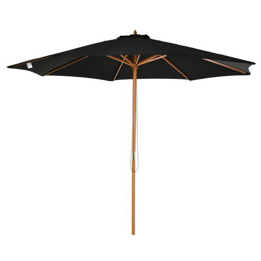 Outsunny Sombrilla Jardín Ø300x250 Cm Con Techo Ventilado Y Poste Madera Negro_0
