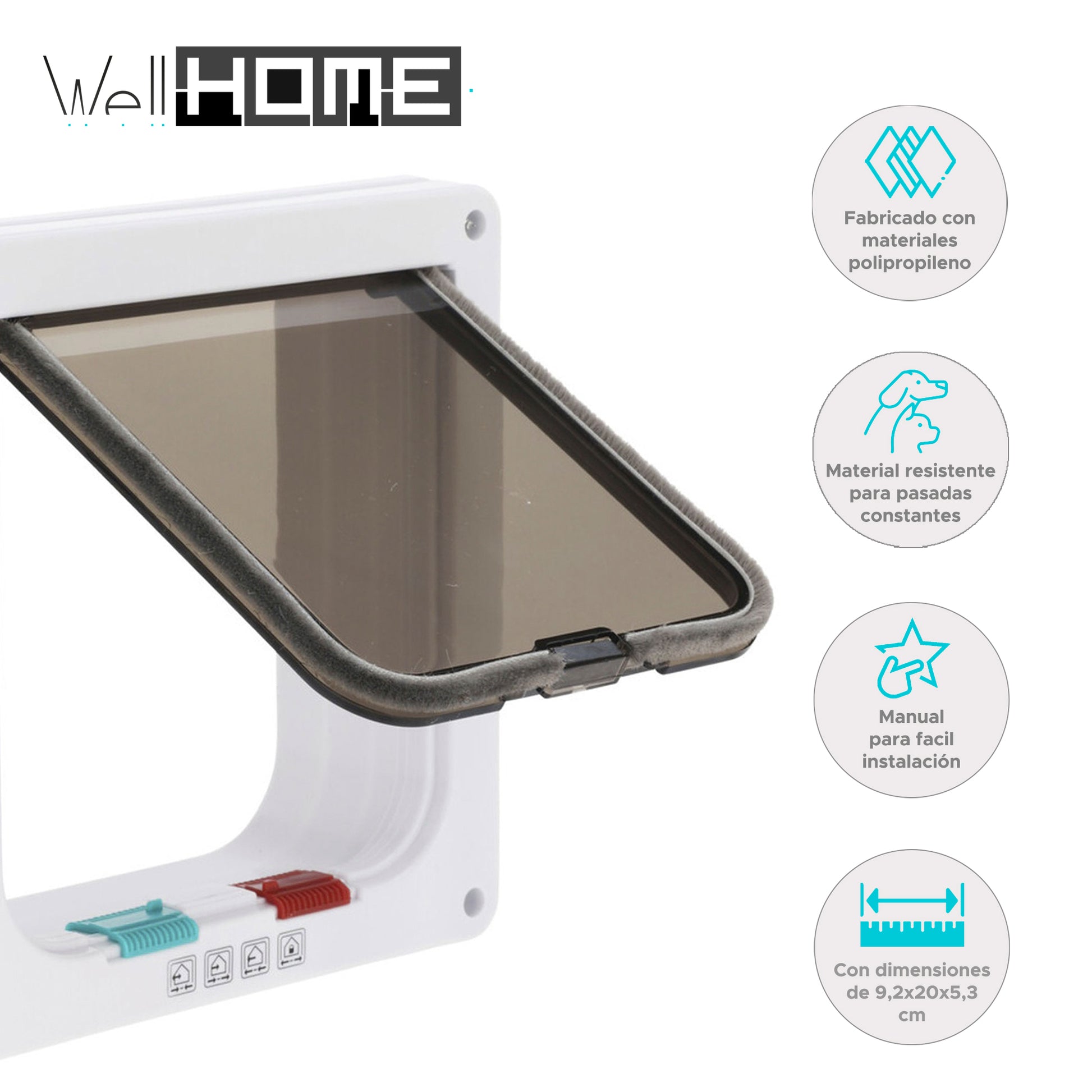 Puerta Para Mascotas 19,2x20x5,3cm Color Blanco - Well Home