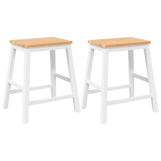 Sillas De Bar 2 Uds Madera Maciza Blanca Caucho_0