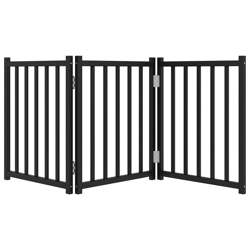 Vidaxl Puerta De Perros Plegable 3 Paneles Madera Abeto Negro 150 Cm_3